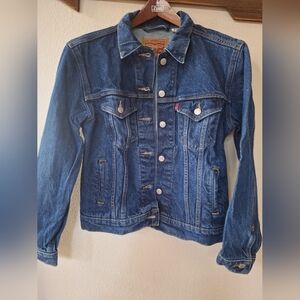 Levis Blue Denim Jacket Button Front Collared Trucker Womens/Unisex Size XS